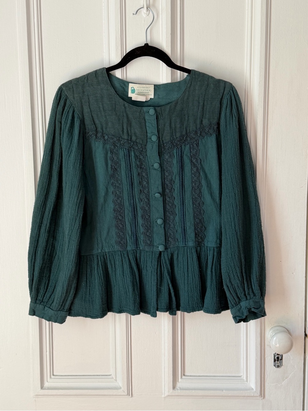 Women’s Hedgehog Hemp/Cotton Blend Eco Friendly Cottagecore Blouse Size Small